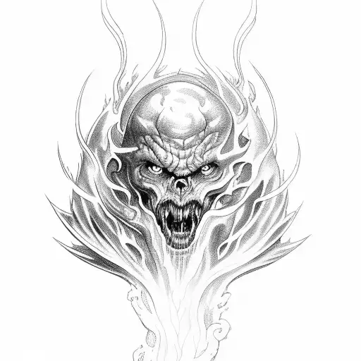 Dante Wielding A Flaming Sword While Descending Into The Depths Of Hell