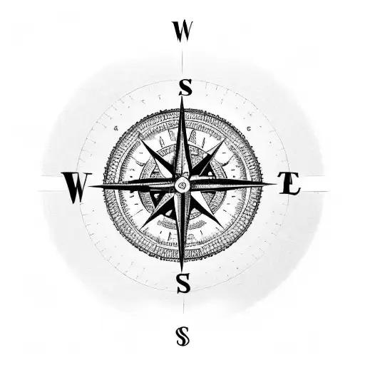 A Compass Surrounded By Various Symbols Representing Different Countries