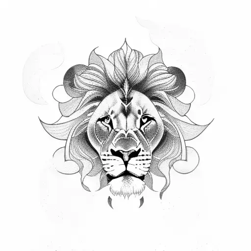 Lion Com Flores