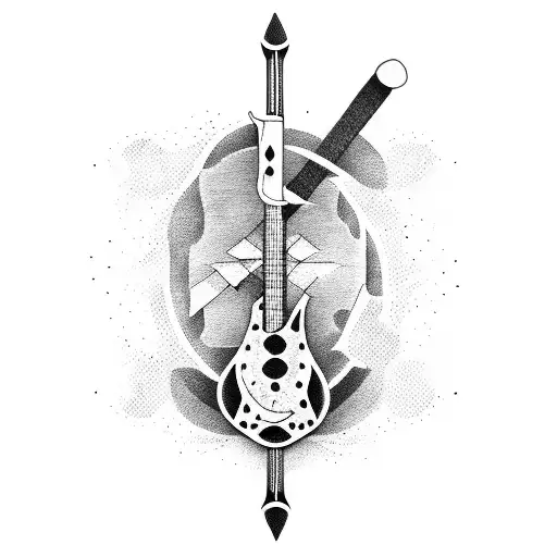 A Sword And A Bass Guitar Intertwined