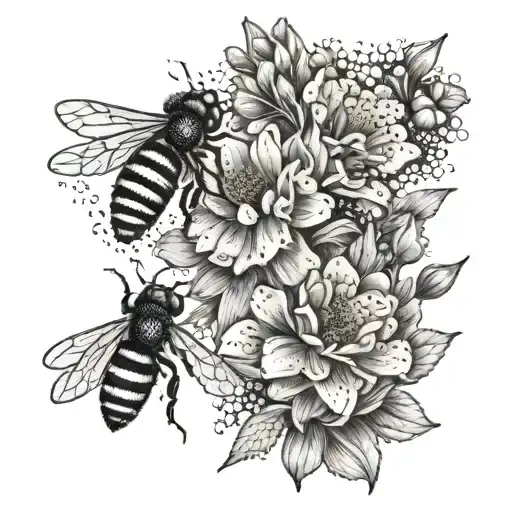 April And September Birth Flowers With 3 Bees