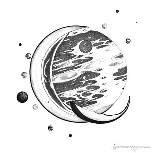 Crescent Moon Inside Saturn