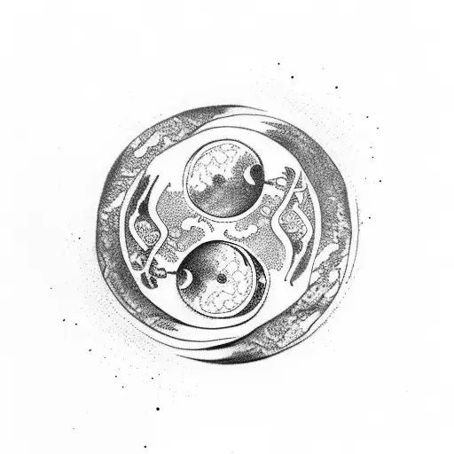 Ying Yang With Moon And Aquarius