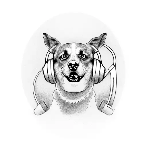 A Dog Wearing Headphones And Singing Into A Microphone