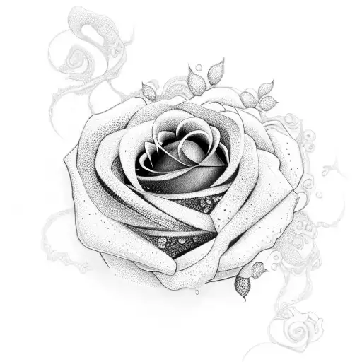 A Mesmerizing Black Rose Surrounded By Intricate Dance Steps