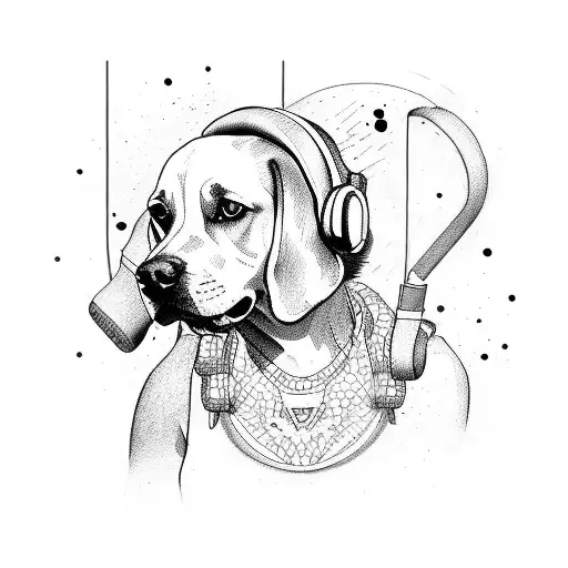 A Skater Girl With Headphones And A Dog Riding A Skateboard