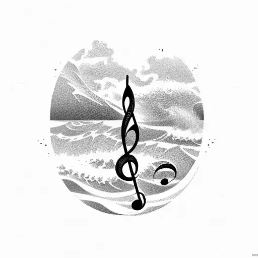 A Beach Scene With Waves Forming The Shape Of A Music Note