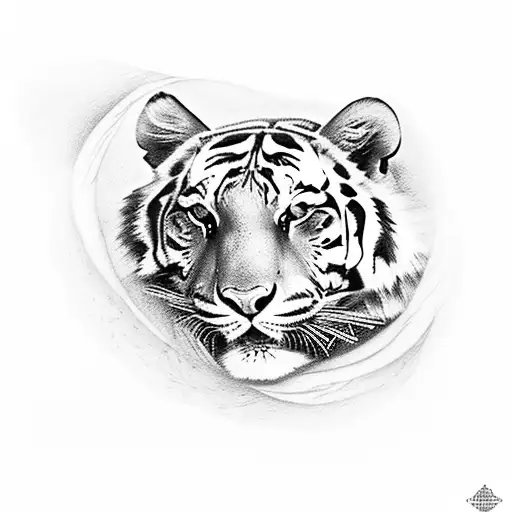 Mama Tiger Protecting Her 3 Cubs