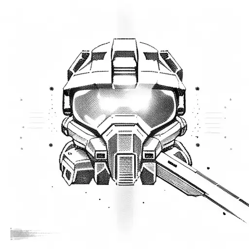 Halo Master Chief Holding A Battle Rifle 44 With A Cosmic Background