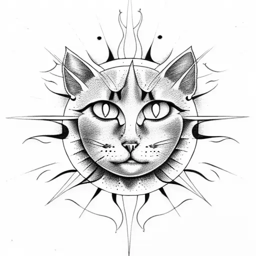 Moon And Sun With Cat