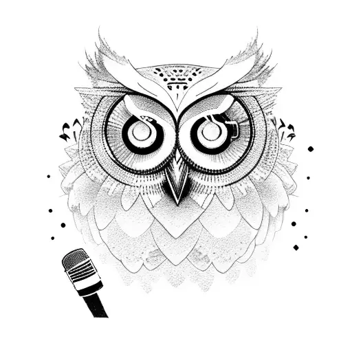 Owl With A Microphone And Musical Notes