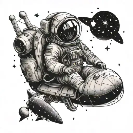 An Astronaut Riding A Rocket Ship Made Of Cat Constellations