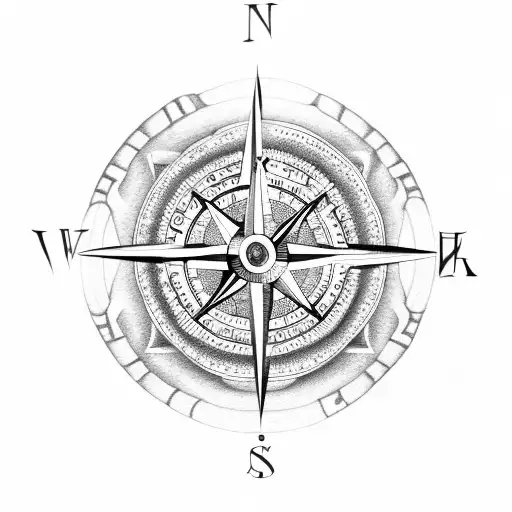 Compass Flowers And Chinese Letters