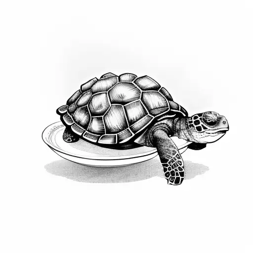 Whimsical Turtle Sipping Tea