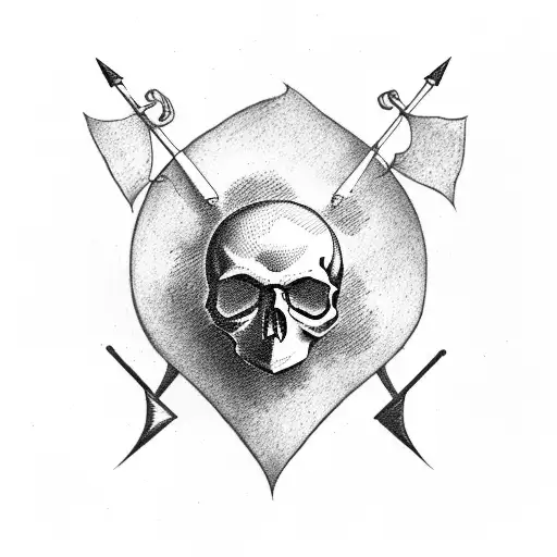 Skull With Arrow And Heart