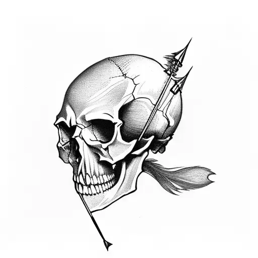 Skull On The End Of Arrow In Fire