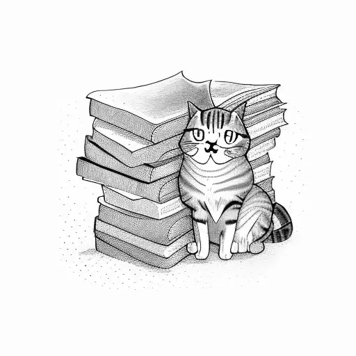 A Cat Sitting On A Pile Of Books