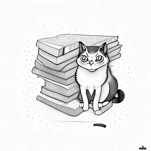 A Cat Sitting On A Pile Of Books