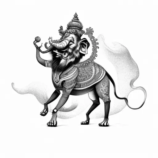 Ganesh Riding Lion