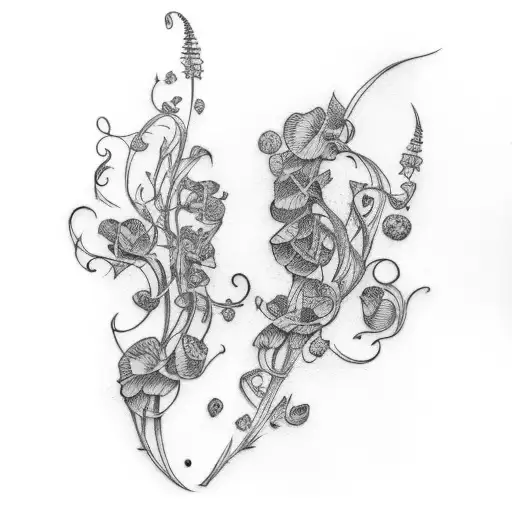 Vine With Sweet Pea And Larkspur