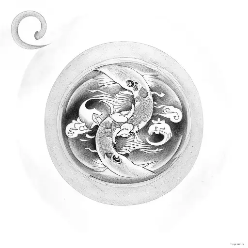 Family Koi Son Daughter Balance Yin Yang Time Be Present