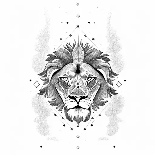 A Lion Constellation In Dotwork Style