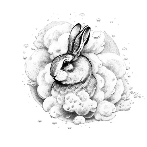 A Bird And A Rabbit Underneath A Rain Cloud