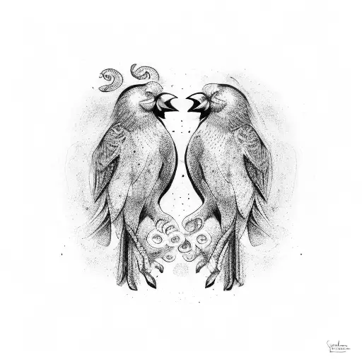 A Dotwork Illustration Of A Crow And A Witch Entwined In A Dance Of Magic