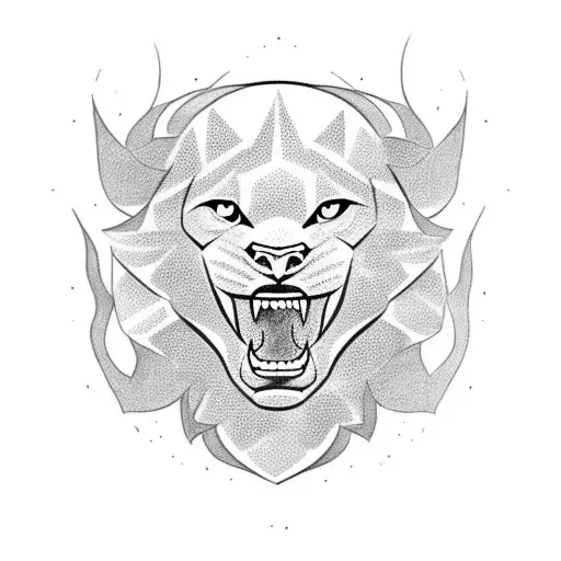 A Dotwork Tattoo Of A Soccer Ball Transforming Into A Roaring Lion