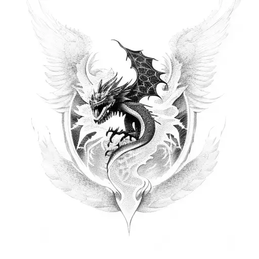 A Black Dragon And A Phoenix