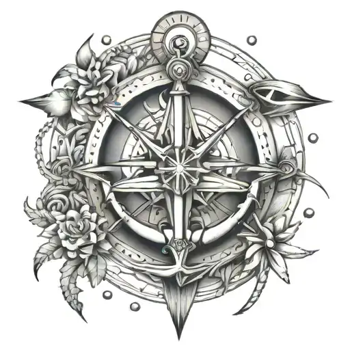 Anchor Compass Rose Intertwined