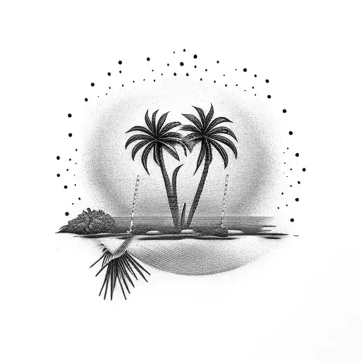 Palm Tree And A Margarita Glass