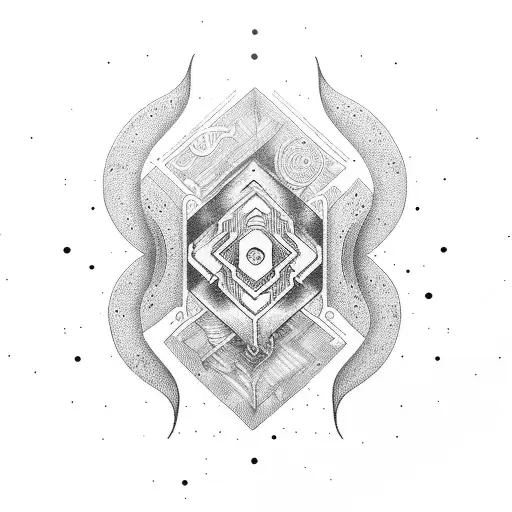 An Anthropological Symbol Incorporating Elements Of Social Sciences In A Dotwork Style