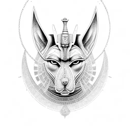 A Detailed Portrait Of Anubis With Intricate Egyptian Patterns