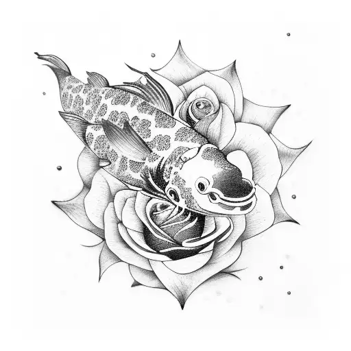 Rose Stem With Koi Fish