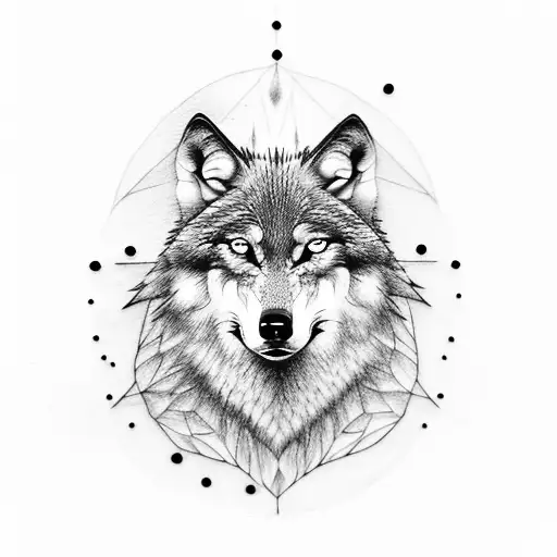 Wolf With A Full Moon