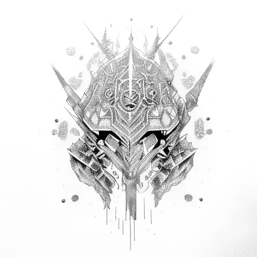 An Abstract Representation Of Dark Souls Merging With Intricate Line Patterns