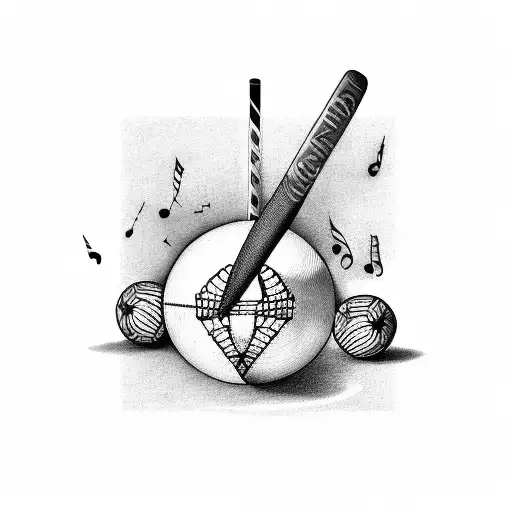 Cricket Bat And Ball With Music Logo