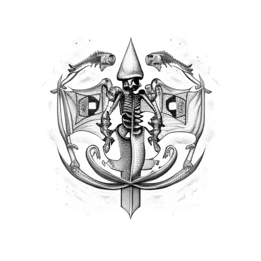 A Portuguese Flag With A Fish Skeleton As The Emblem