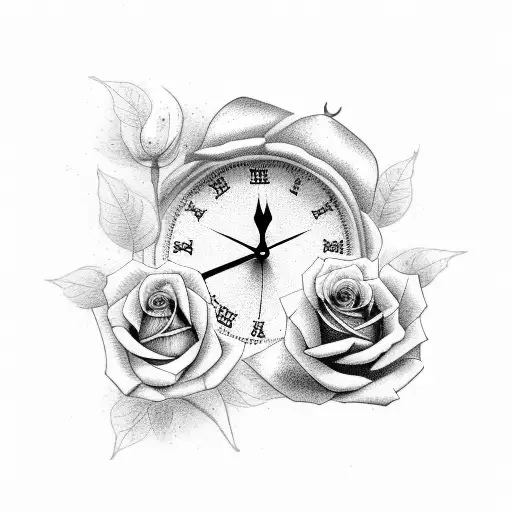 Dove With Rose And Clock