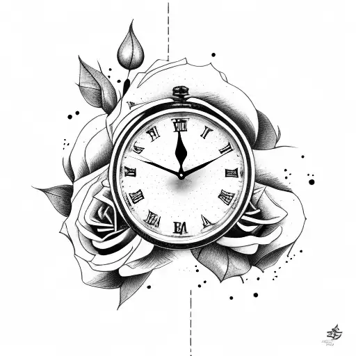 Dove With Rose And Clock