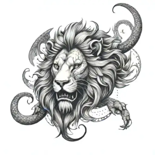 Creating A Zodiac-themed Tattoo Featuring A Lion And Dragon