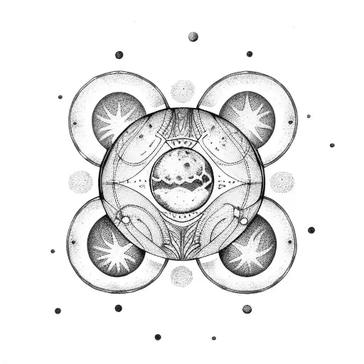 A Dotwork Tattoo Of A Constellation Depicting The Moon And Planets In The Night Sky