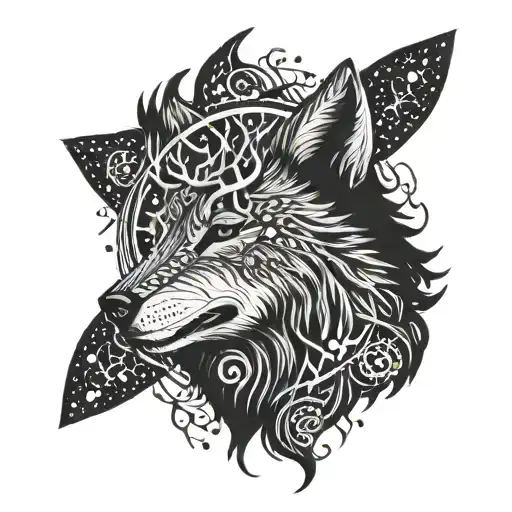 Wolf Tree Of Life Rune Symbolizing Strength