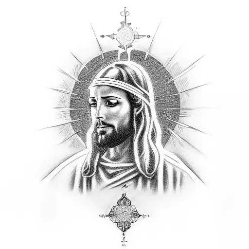 A Detailed Portrait Of Jesus Facing Towards The Left