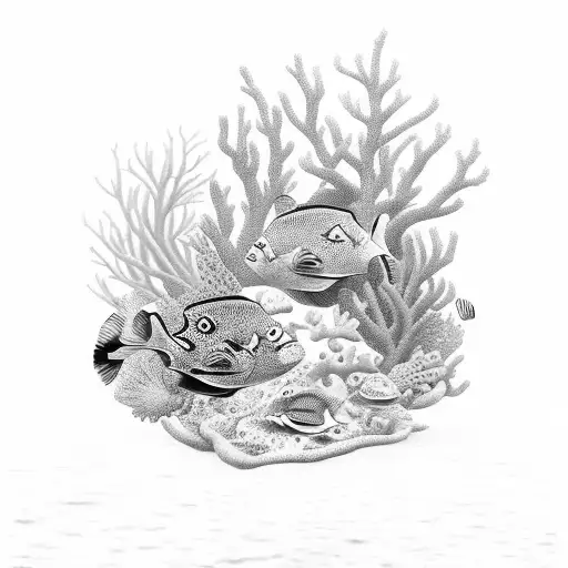 Underwater Scene With Colorful Coral Reef And Tropical Fish