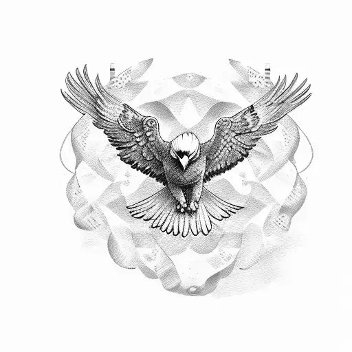 Eagle Hanging On Parachute