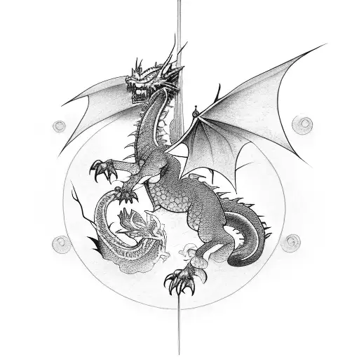 A Japanese-inspired Tattoo Of A Mystical Dragon With A Technological Twist