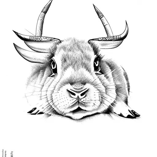 One Line Bull And Rabbit
