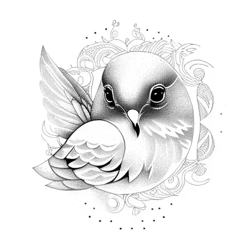 Doves Line Drawing